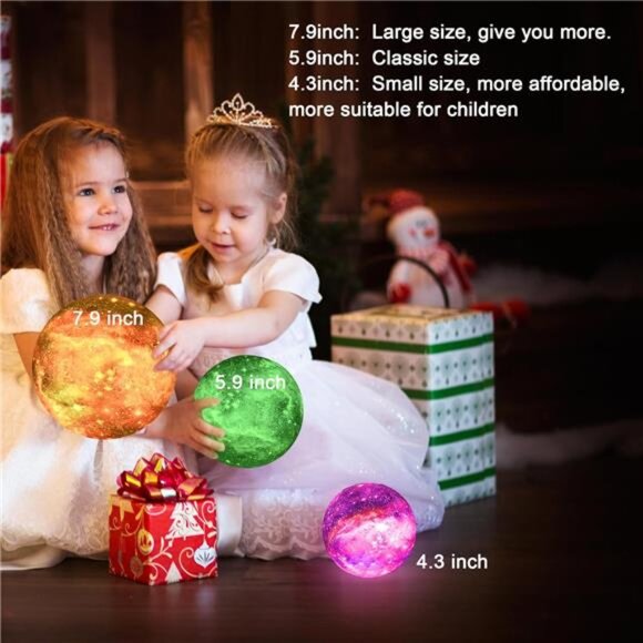 5.9 inch Moon Lamp Kids Night Light Galaxy Lamp Rechargeable Battery Touch - Picture 6 of 14